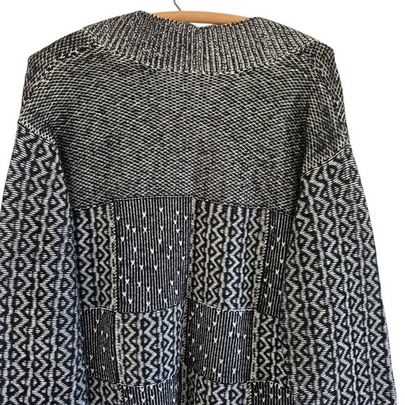 J. Jill Womens Black & White Patchwork Open Front Long Cardigan Sweater Large - Picture 11 of 15